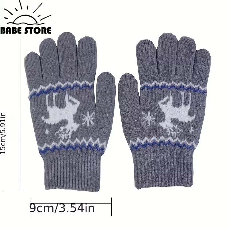 New Child Kids Baby Girls Boys Winter Knitted Gloves Xmas Cartoon Warm Mittens Toddlers Outdoor Cartoon Cute Gloves5-12 Years