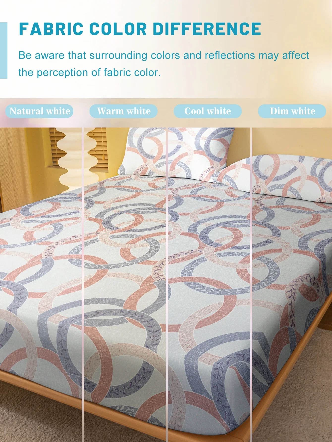 1 Simple modern Circles Geometry printed matte Fitted Sheet, bedroom printed bed cover, bedding (excluding pillowcases) 4
