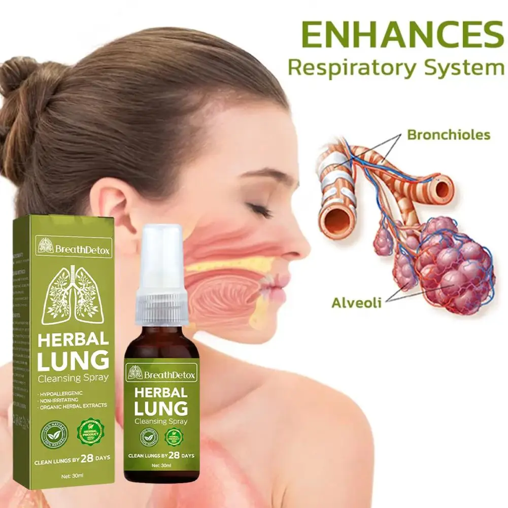 Nasal Spray Herbal Lung Drops Herbal Oral Spray Smoking Cessation Spray 30ML for Lung Herbal Cleanser Smokers Clear Nasal Mist Anti Snoring Congestion Relieves Dry Throat Breath