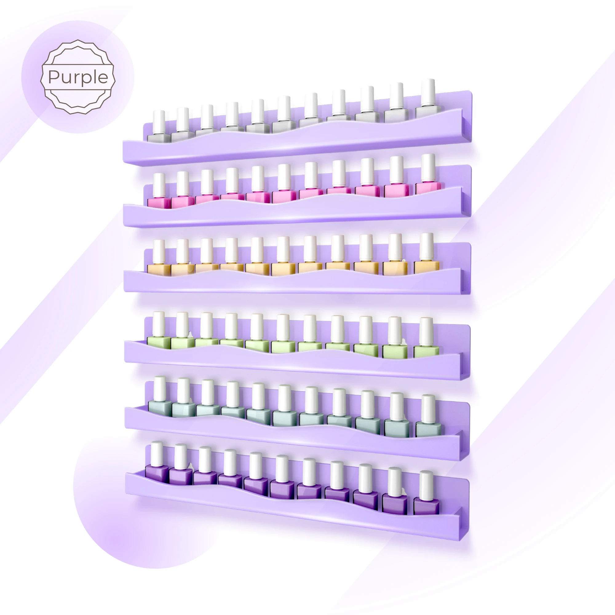 Nail Polish Wall Rack: 6 Pack 15 Inch Light Pink Acrylic Nail Polish ...