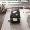 Black Coffee Table for Living Room Modern Rectangle 2-Tier Coffee Tables with Storage Industrial Wood Center Table for Large 6