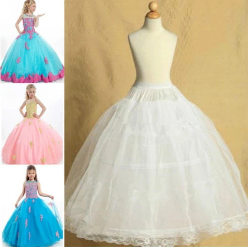 

Kids Petticoats For Flower Girls Dresses Little Girls Crinoline 3 Hoop Skirt Petticoat Length 65cm Suitable For Girls Aged 2-13