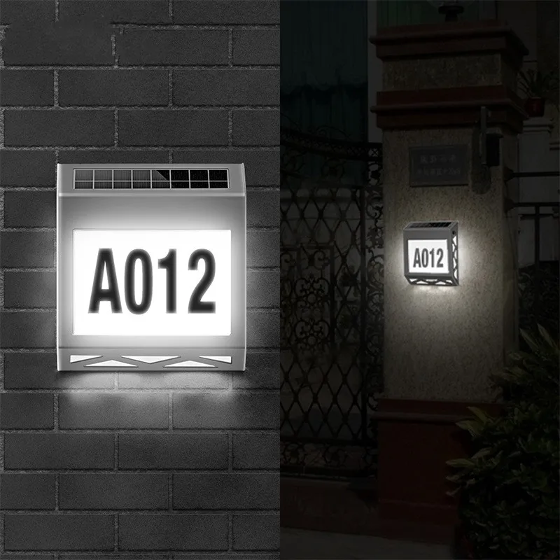 

LED Solar Doorplate Wall Light Number Lights Home Door Lamp Stainless Steel House Waterproof Outdoor Garden Yard Light Dropship