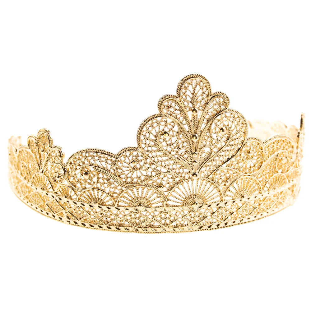 Sunspicems Arabic Golden Flower Bridal Crown Rhinestone Tiaras Algeria Women Wedding Hair