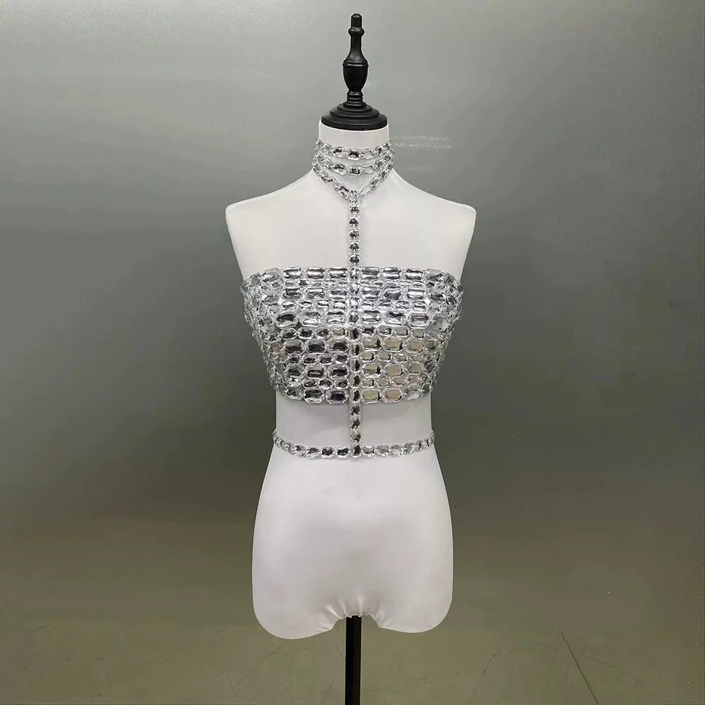 

Fashion Handmade Acrylic Crystal Halter Sexy Top