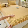PLAID Fitted Sheet with Elastic Band Non Slip Adjustable Mattress Cover Soft Comfortable for Single Double King Queen Size 6