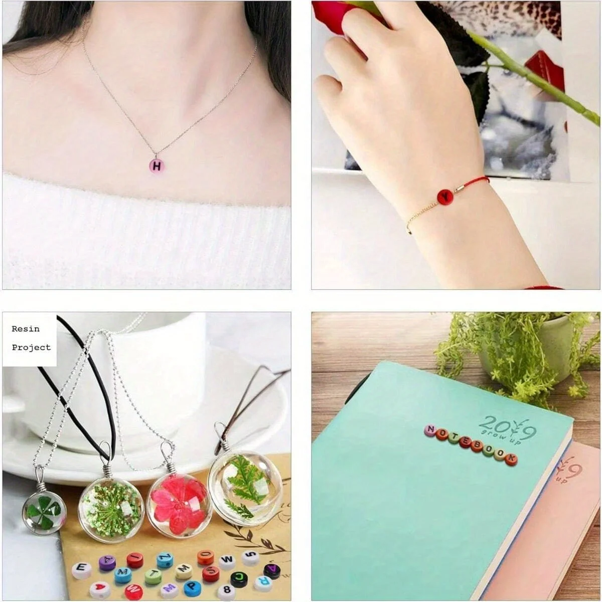 Acrylic Letter Beads 700pcs 7 Colors Round For Jewelry Making DIY Necklace Bracelet