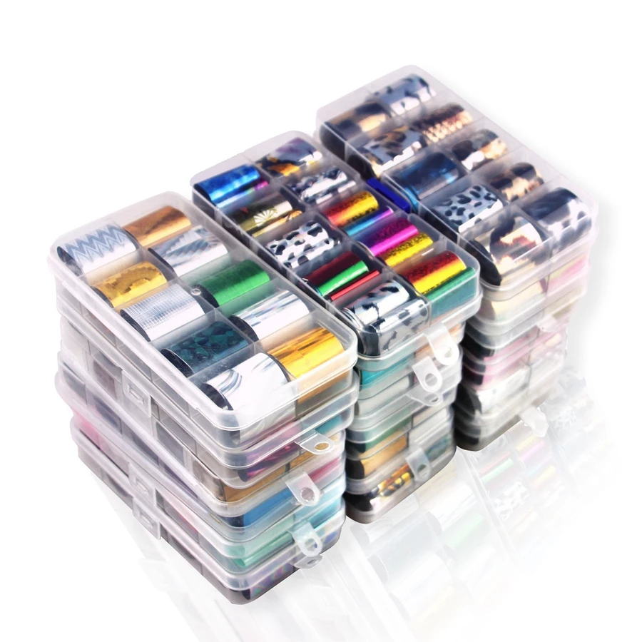 Nail Stickers Decals Art Decorations 41 Types Charm Foils Polish Metal Color Starry Paper Transfer