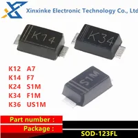 100PCS K12 K14 K24 K34 K36 A7 F7 S1M F1M US1M SOD-123FL 1206 Thin Rectifier Diode