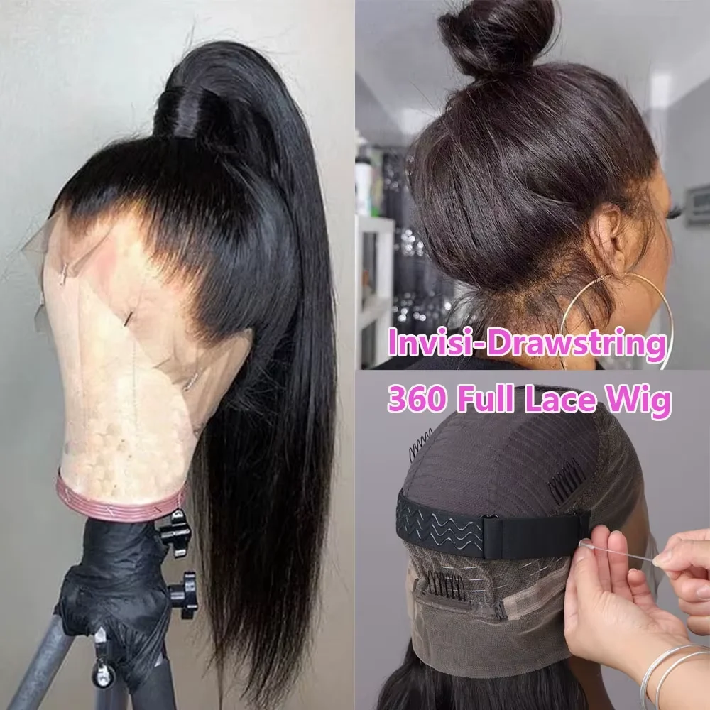 Perruque Smilegirl 360 Lace Straight en cheveux humains, perruque frontale 360 Full Lace, noire naturelle, avec dentelle HD, pré-épilée, nœuds blanchis, perruque queue de cheval haute pour femmes noires 1 Perruque Smilegirl 360 Lace Straight en cheveux humains, perruque frontale 360 Full Lace, noire naturelle, avec dentelle HD, pré-épilée, nœuds blanchis, perruque queue de cheval haute pour femmes noires 1