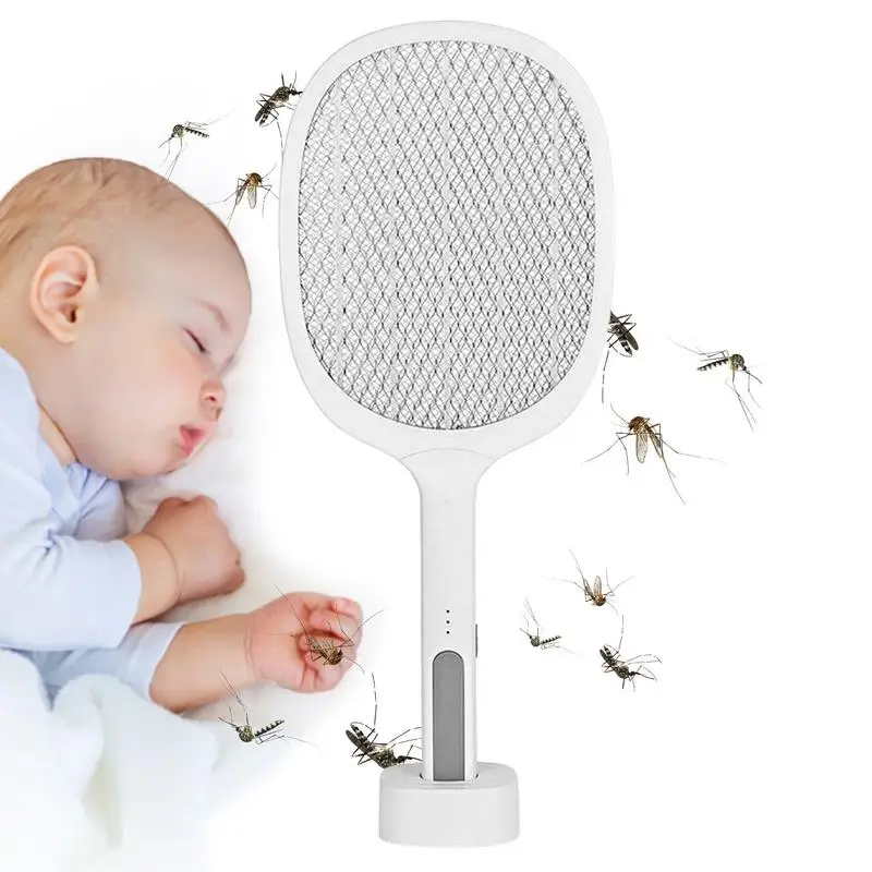 

Electric Fly Swatter Racket Fly Killing USB Rechargeable Indoor Electric Fly Catcher For Indoor Use Automatic 2-in-1 Design