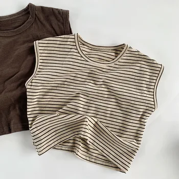 Thin Bamboo Vest For Toddler Kids 2025 Summer Korean Fashion Baby Cotton Tanks Tops For Boys Girls T Shirts Summer Outfits 5 6 7 1