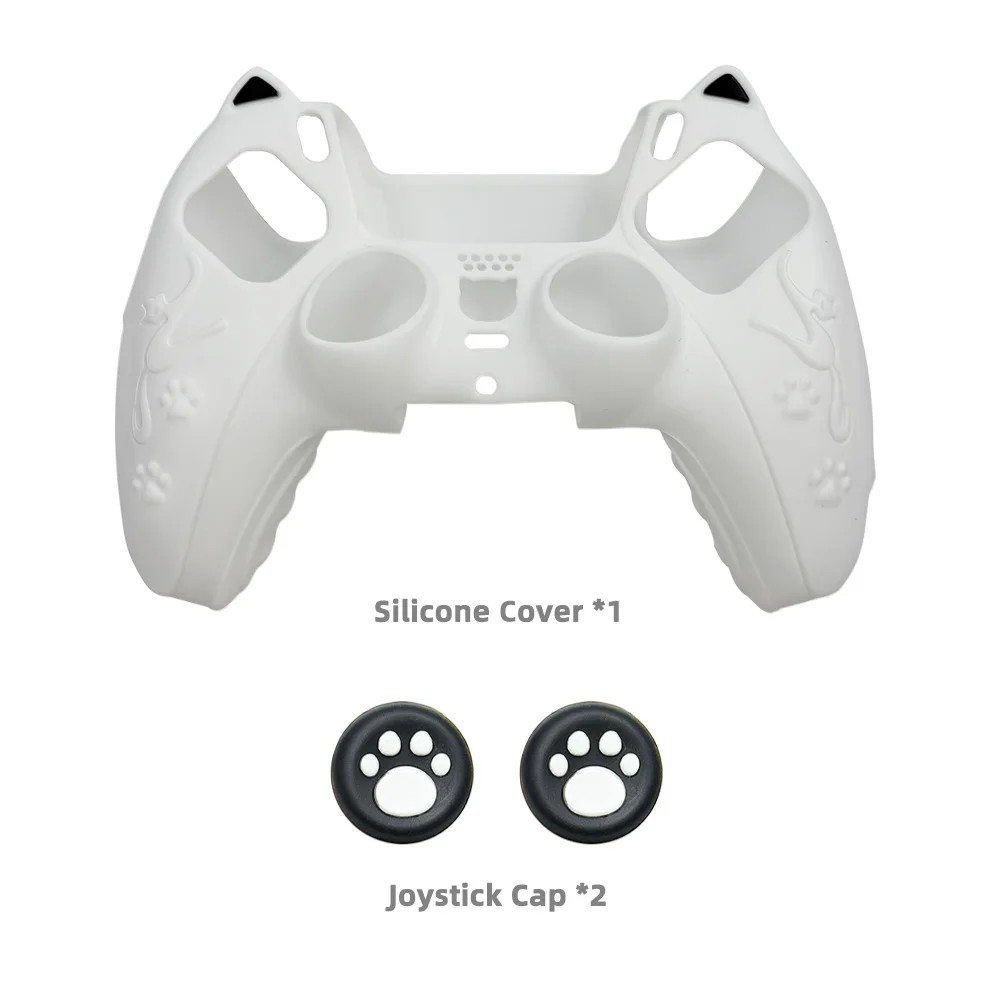Cat Paw Protective Silicone Cover with Thumb Grip Caps