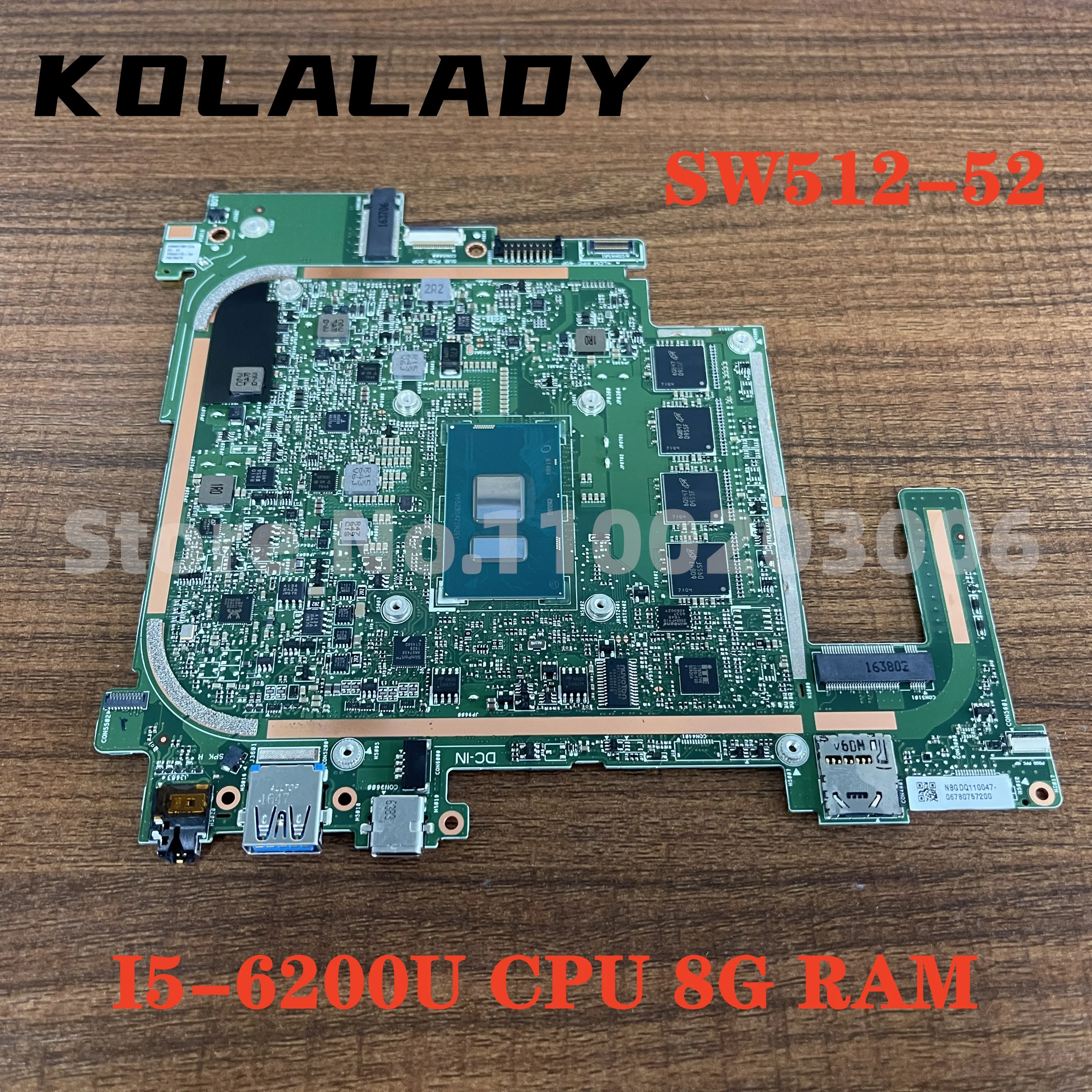 

NEW Mainboard NBGDQ11004 For ACER Switch 5 SW512-52 laptop motherboard P2JCC-MB REV:2.0 With I3-6100U I5-6200U CPU 8G RAM