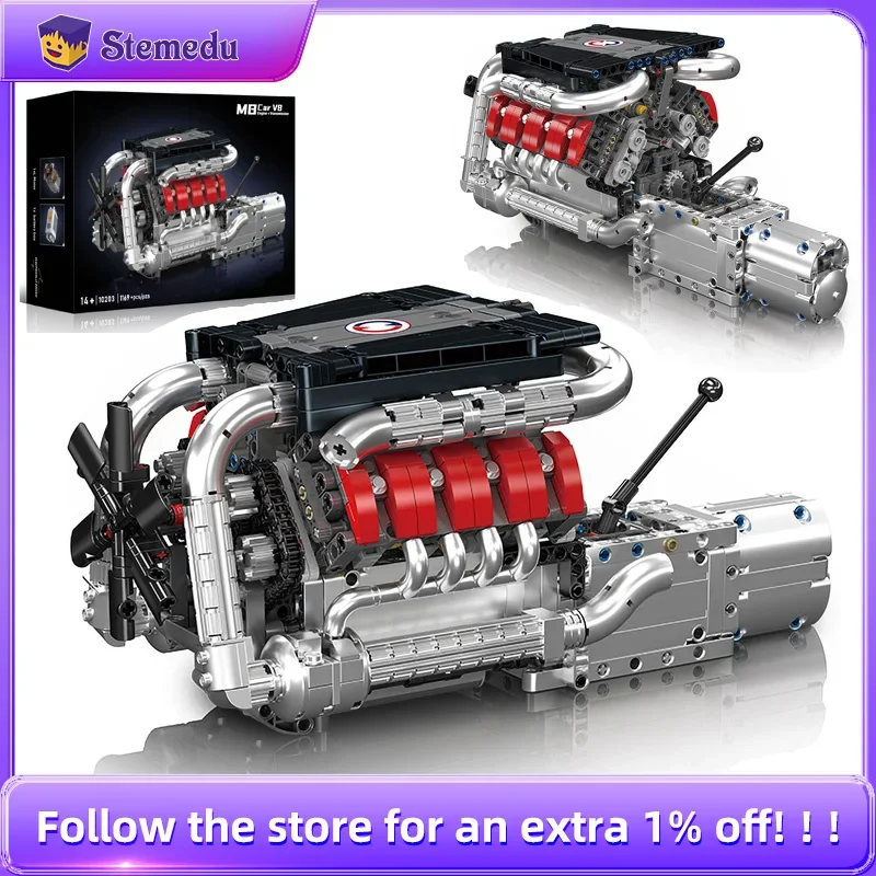 Mould King 10203 Mercedes V8 Engine Motorized
