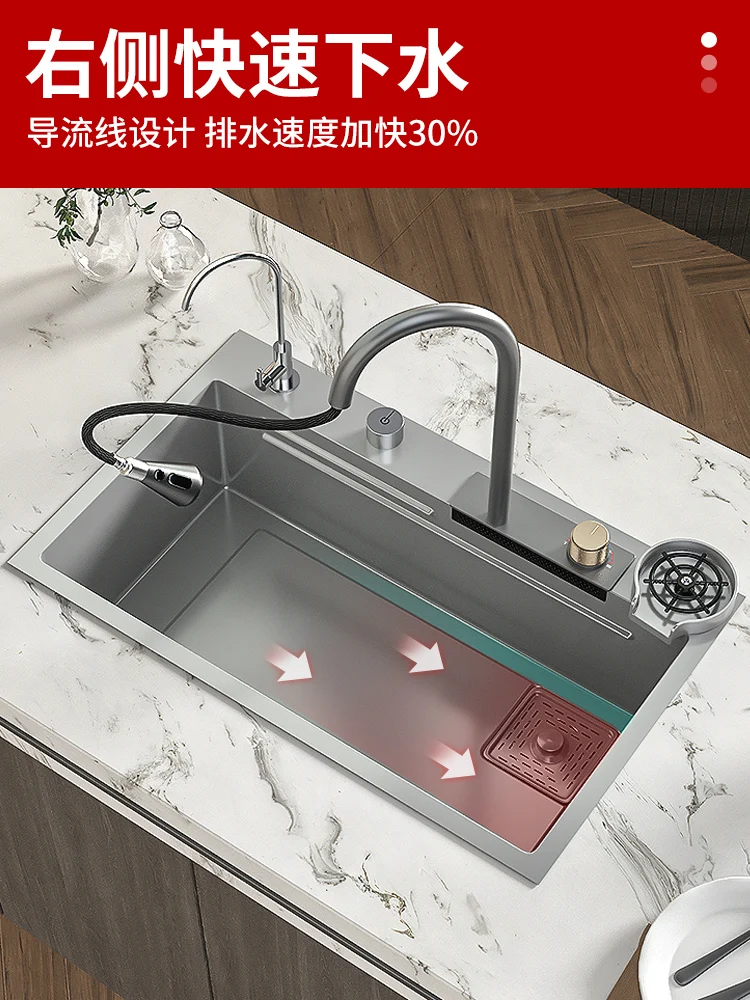 

Stainless steel kitchen sink, large single slot, nano vegetable wash basin, manual hand washing and dishwashing sink, thickened