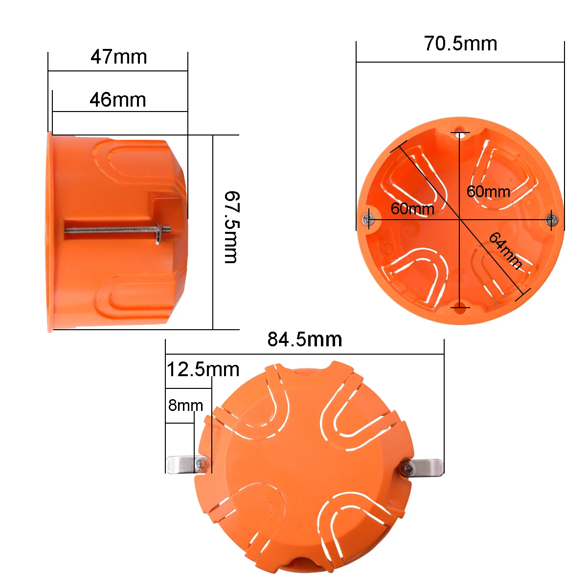 내화성 건식 라이닝 박스, 석고 보드, 건식 벽체, 석고 보드용, 47mm 깊이 벽 스위치 박스, 소켓 카세트 PC 소재, 1 갱