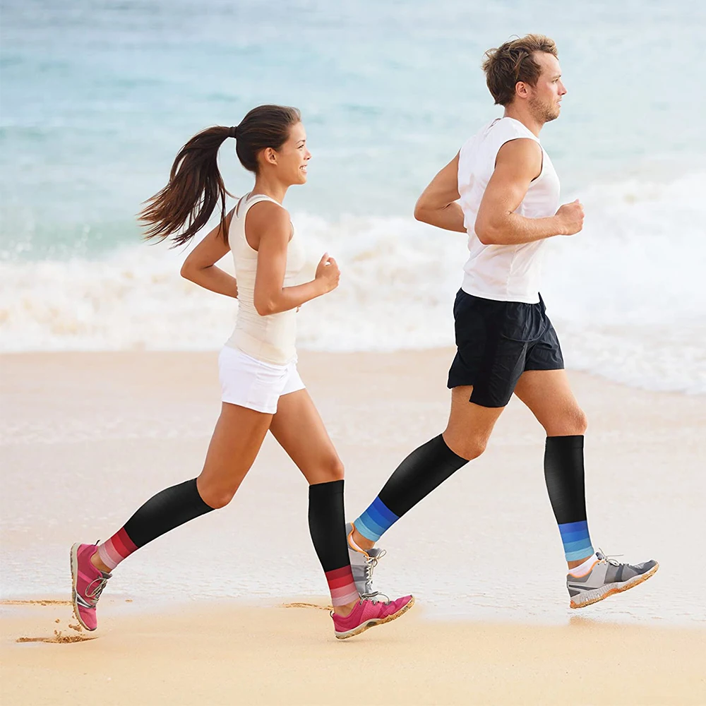 Calf Compression Sleeves 1Pair Sports Calf Compression Socks For Pain Relief Running Work Travel Calf Cramp Shin Splint Support