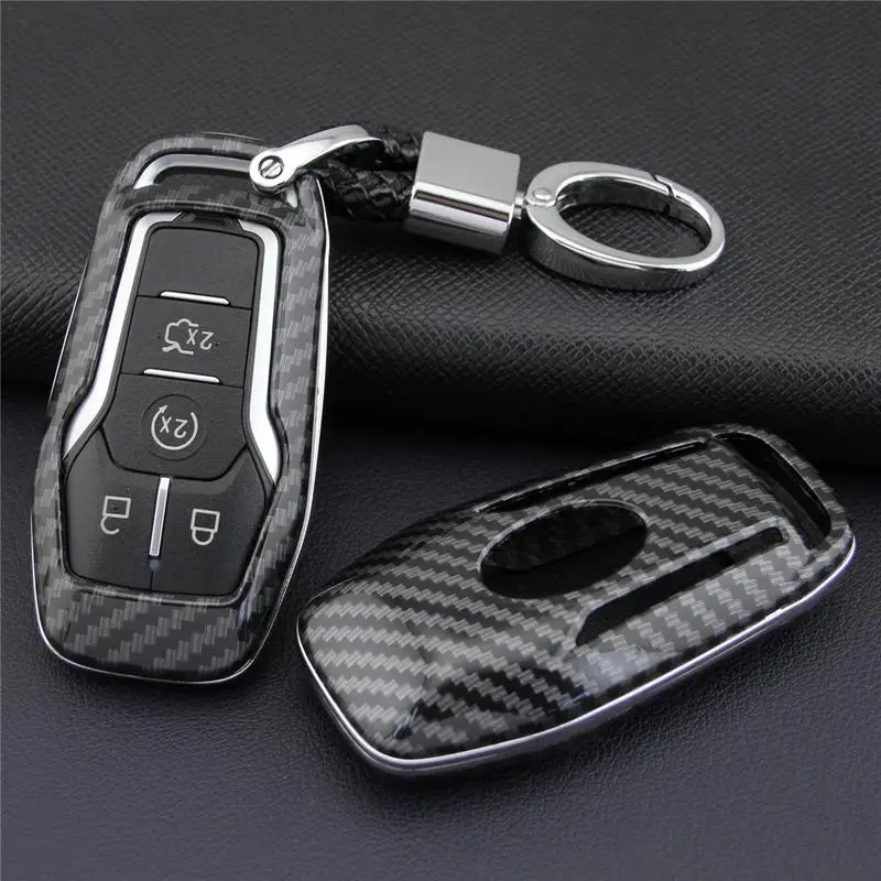 

Carbon Fiber Key Case Fob Bag Holder ABS Hard Shell Cover Parts Fit For FordMondeo Mustang Edge Explorer F150key Shell Hot Sale