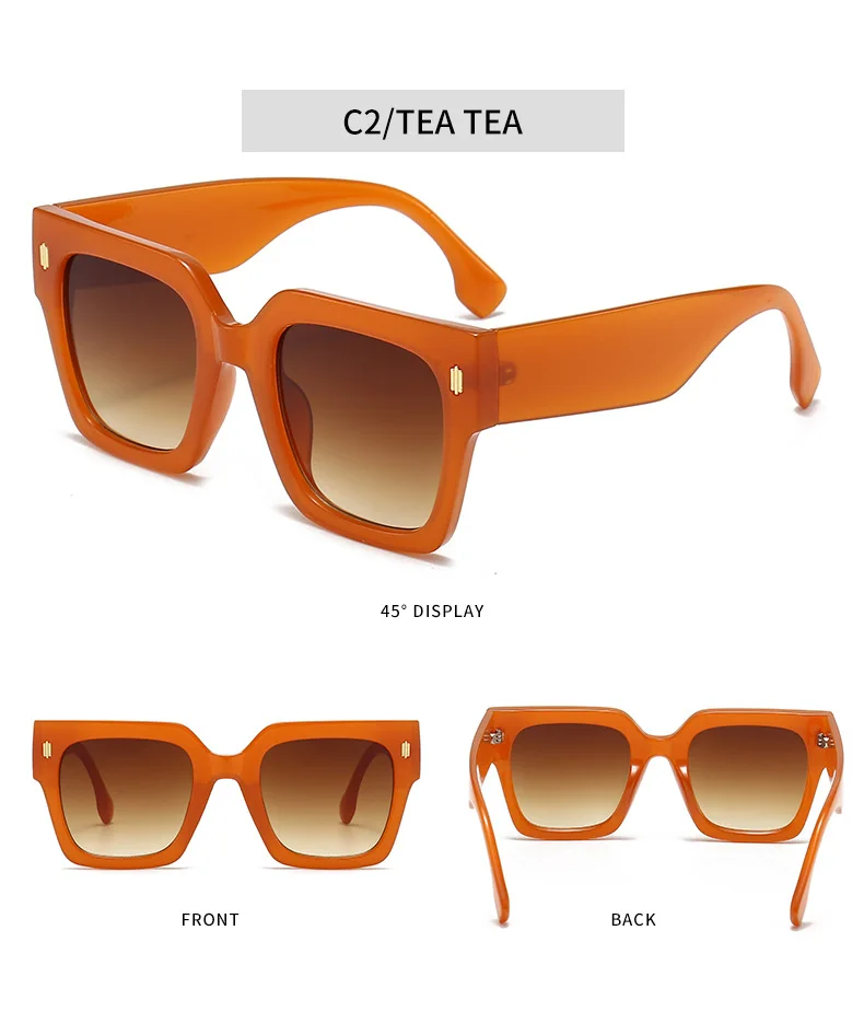 Quadratische Sonnenbrille mit dickem Rahmen, übergroße Damen-Sonnenbrille mit Leopardenmuster, Partybrille – Detail 7