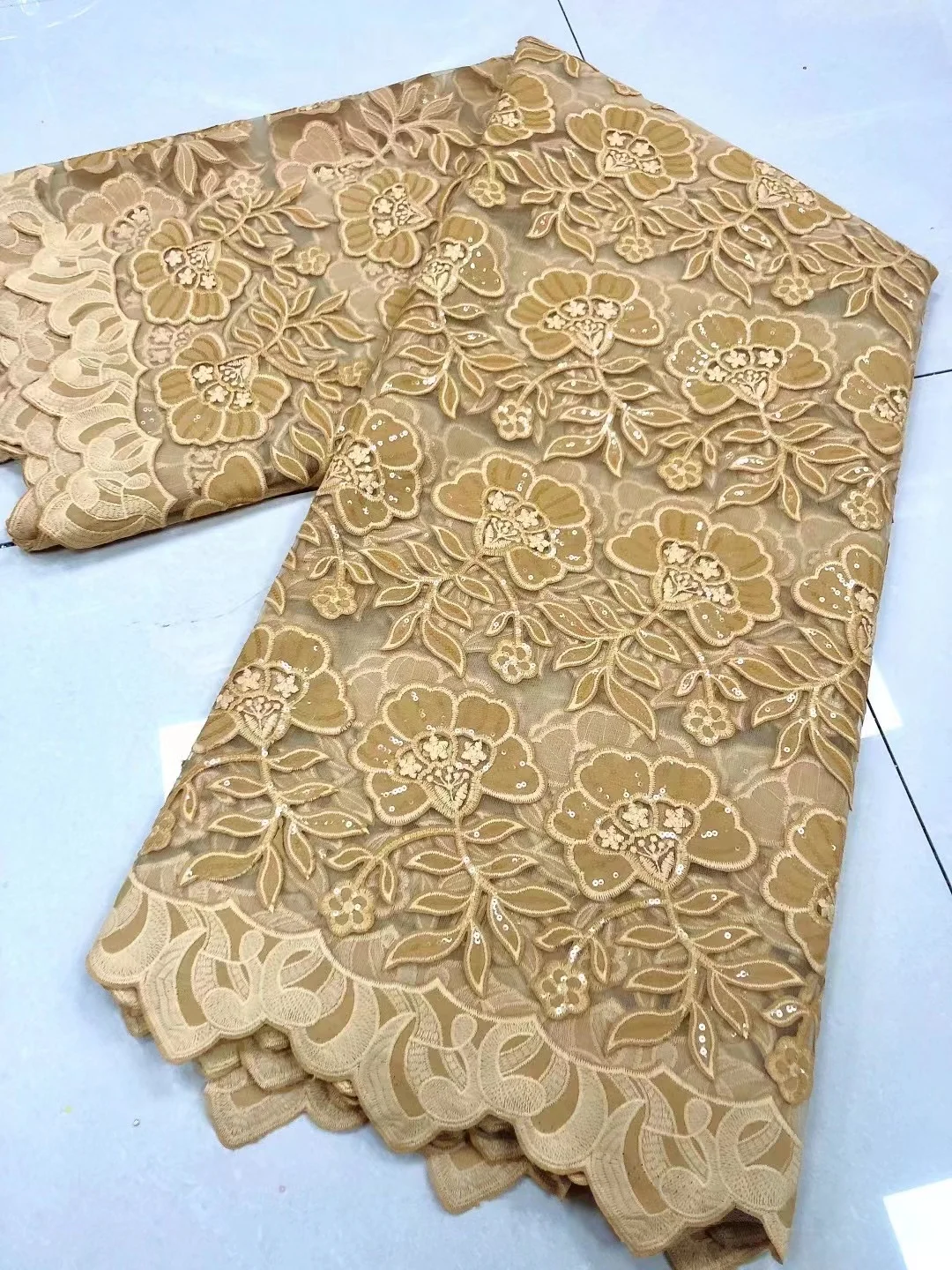 

7 colors (5yards/pc) Newest African Tulle laces fabric sequins high quality embroidered laces French net lace For Wedding jl-150