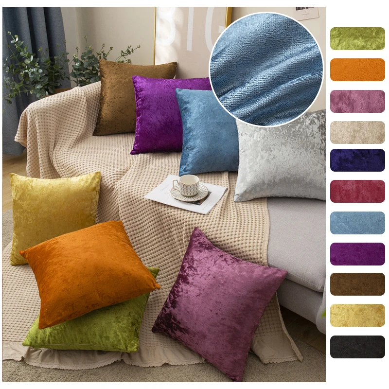 

45*45cm Soft Velvet Cushion Cover Solid Color Bedroom throw Pillows Square Pillowcase For Home Decor sofa Car Pillow Cases