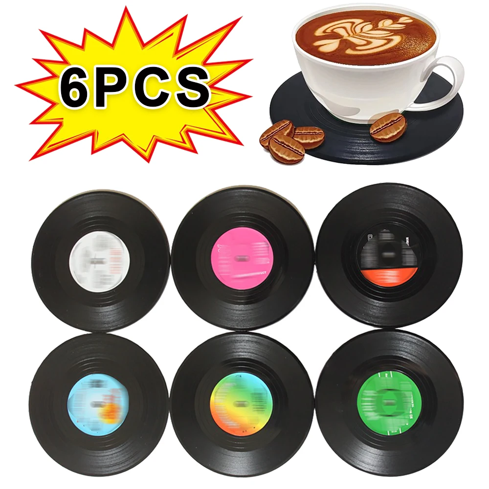 

6/1Pcs Retro Coaster Table Mat Creative Heat Resistant Non-slip Placemat For Drink Coffee Cup Coaster Home Table Decors Supplies