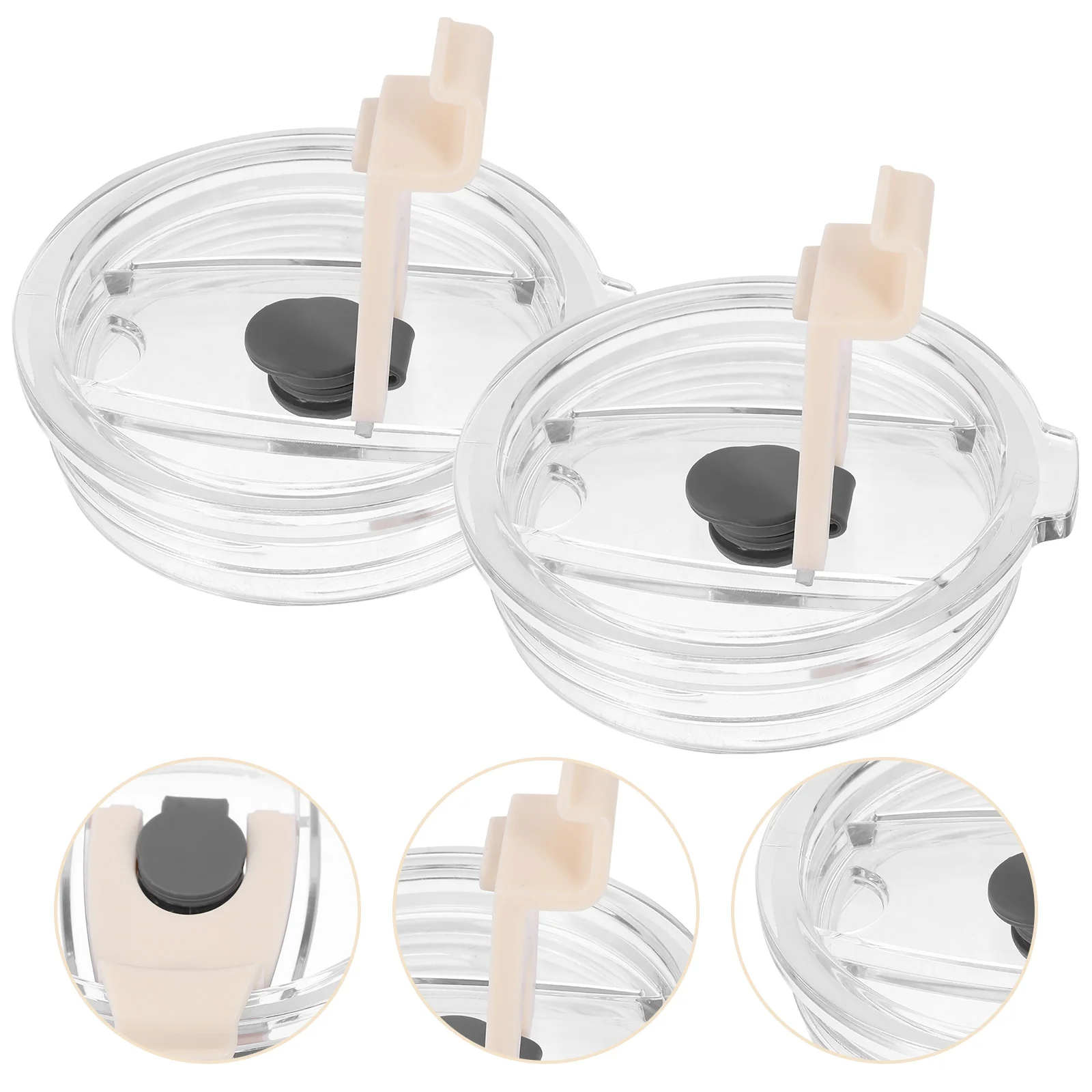 

2 Pcs Ice Cup Lid Straw Cover Spill-proof As Covers Tumbler Shot Dispenser Plastic Lids Coffe Cups