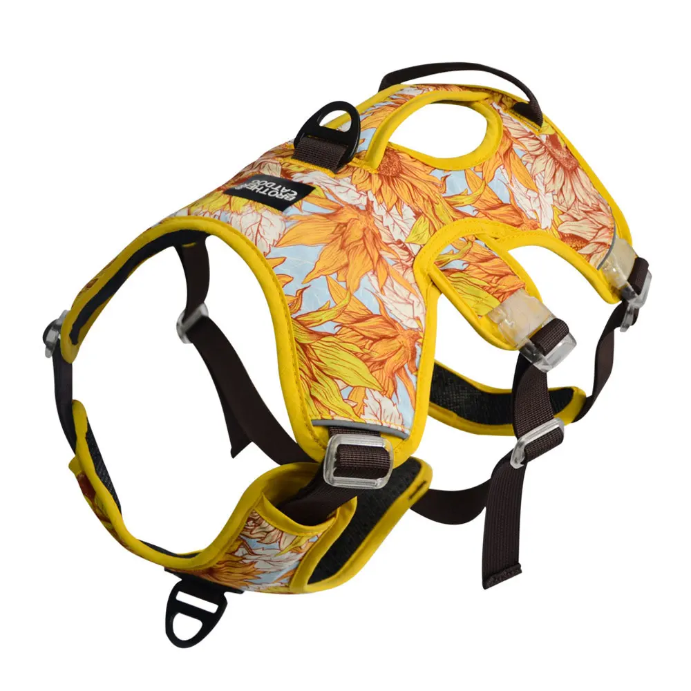 

New Sunflower Print Dog Harness No Pull Breathable Reflective Dog Vest with Handle For Small Large Dogs Outdoor walking