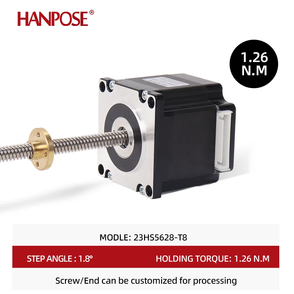 Nema23 스크류 스테퍼 모터 165 Oz-in 56mm 2.8A 1.26NM 23HS5628-T8*8 다양한 기기 액세서리용