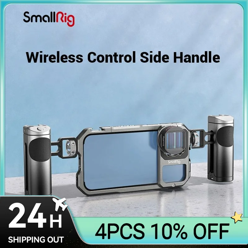 Punho Lateral Smallrig com Registro Iniciar e Parar Controle Remoto sem Fio Sapata Fria para Smartphone Equipamento de Vídeo Gaiola w Roscas