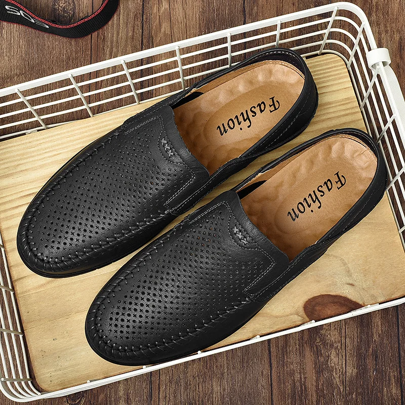 Men's Outdoor Leather Casual Shoes Soft Comfortable Loafers