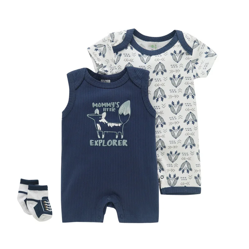 3pcs Set Whale Summer Baby Boys Sleeveless One-Pieces Newborn Animal Dinosaur Romper Giraffe Toddler Jumpsuit