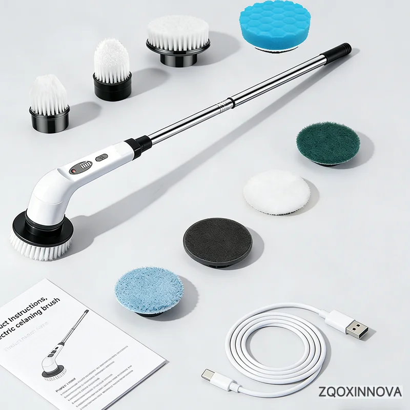 Household Cordless Spin Scrubber Kitchen Gadgets Hair Brushes Bathroom Broom thumbnail 2