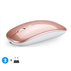 Rechargeable Dual Mode Wireless Bluetooth Mouse with Nano Receiver (Rose)