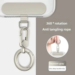 Universal Metal Phone Lanyard with Rotatable Buckle Clip Attachments (Silver / Gray)