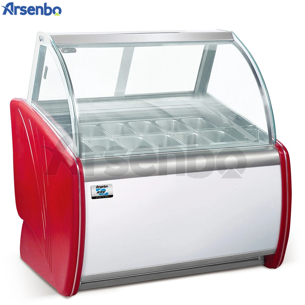 Stainless Steel Restaurant Commercial Gelato Ice Cream Display Refrigerator Freezer Large Capacity Cold Freezer - Image 2