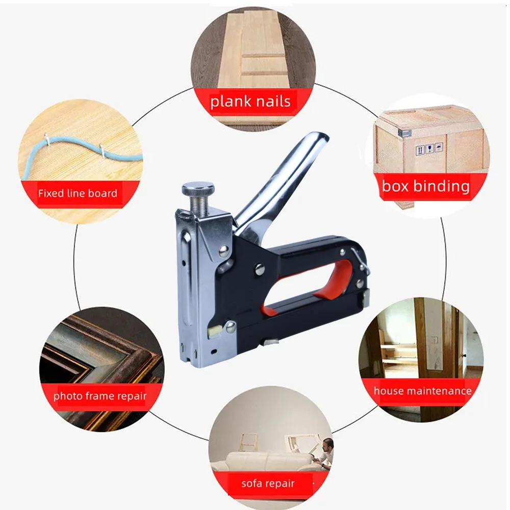Upholstery Staple Gun Heavy Duty 3-in-1 Stapler Gun 600Pcs Staples Manual Nailer Adjustment Stapler Gun for Crafts Carpentry DIY 2