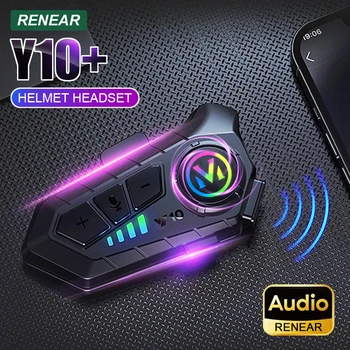 Auricolare 3D per casco da moto con LED, Bluetooth 5.3, stereo, impermeabile, per Android, iOS, iPhone, universale