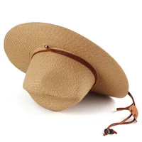 Men's Paper Straw Big brim Straw Hat Summer Sunscreen Sunshade Hat Panama Straw Hat Outdoor Travel Sun Hat Hat for Women 6