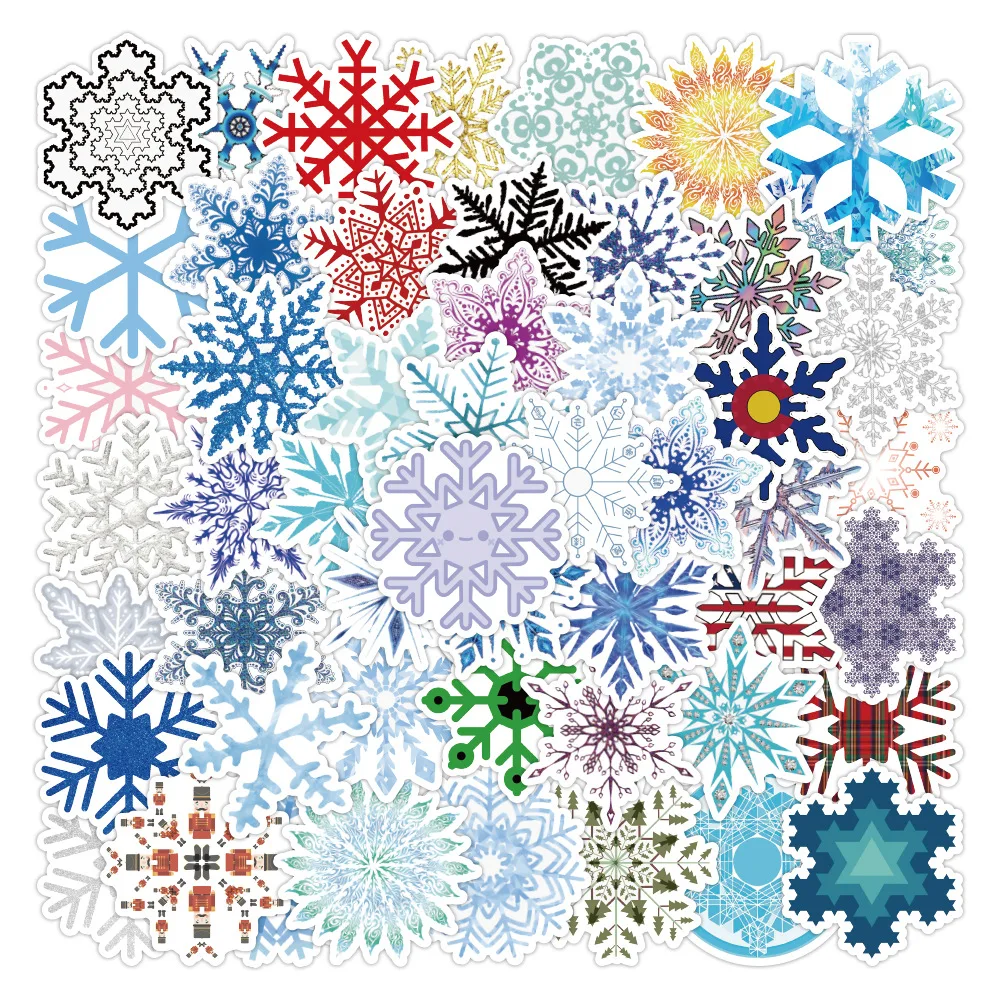 

10/30/50PCS New Cartoon Christmas Snowflake Stickers Mobile Phone Notebook DIY Bags PVC Waterproof Decorative Stickers Wholesale