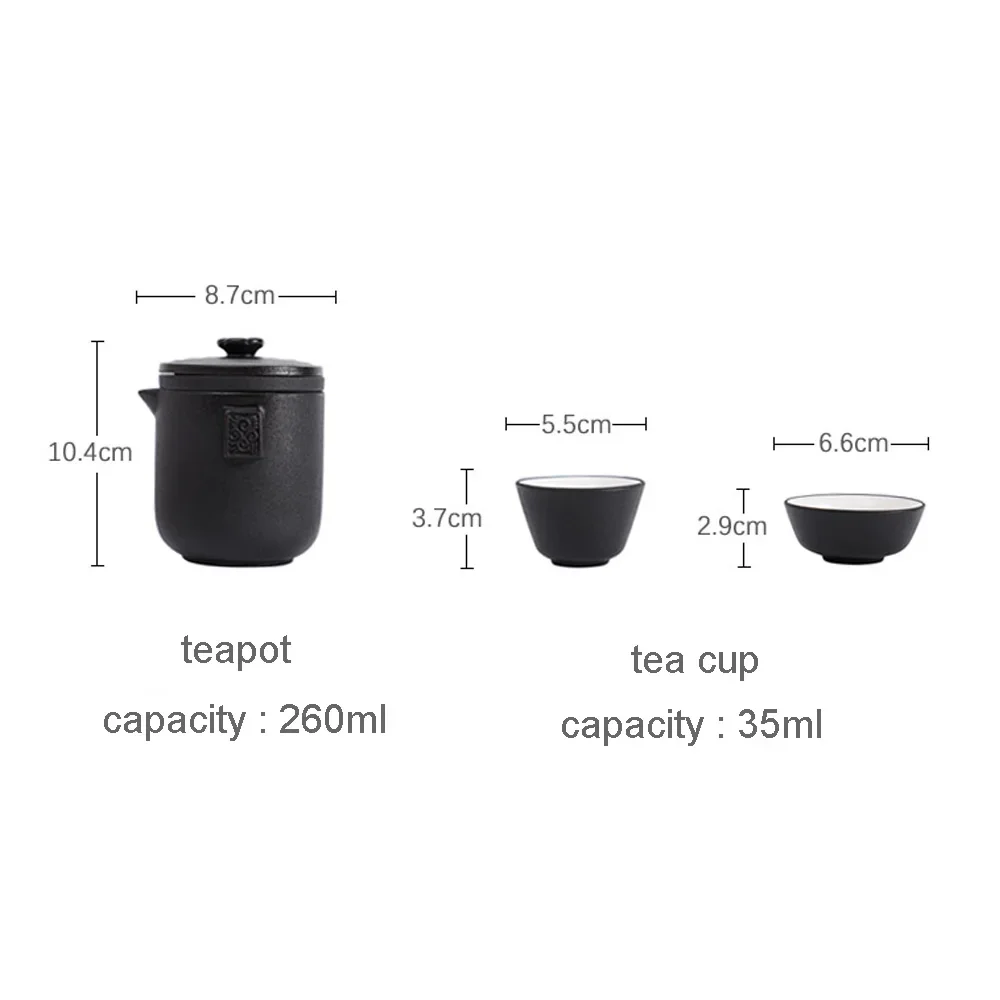 Chinese Kung Fu Bowl Ceramic Teapot Set 1 Pot 4 Teacups Portable Travel Box