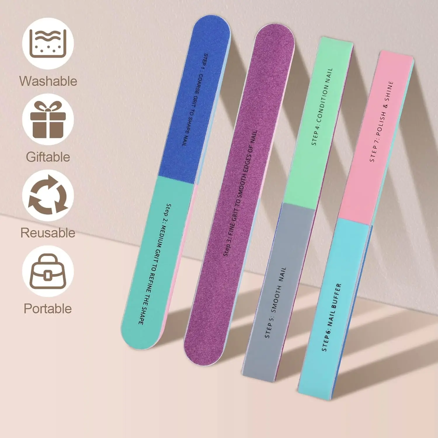 7 Sides Nail Files Professional Polisher For Nail Art Manicure Polishing Block Accessories Cream Tools