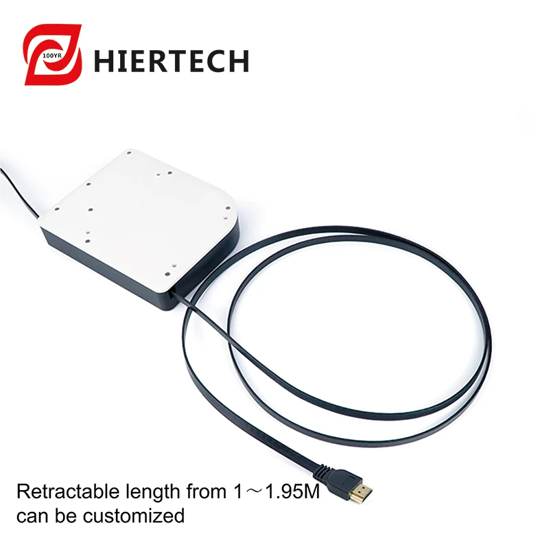 HIERTECH 고화질 4K 자동 수축형 1.95m HDMI 호환 케이블 릴 고정형 끝단 0.2m 사무실 가전제품에 유용