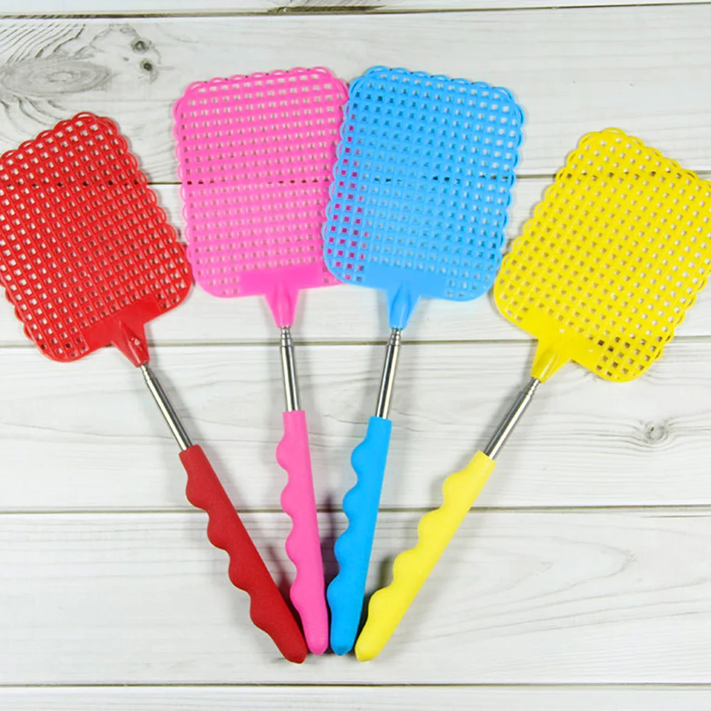 

Retractable Insect Swatter Stainless Steel Plastic Bug Swatter with Telescopic Non-slip Handle Blue