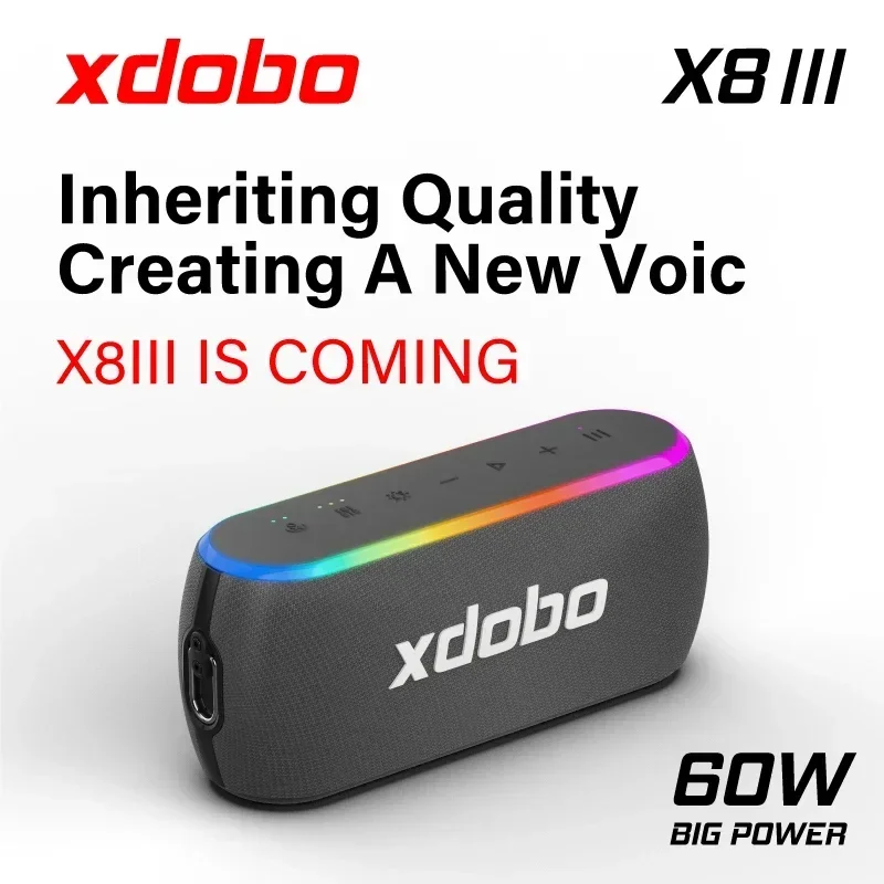 

60W High Power XDOBO X8 III Bluetooth Speaker IPX7 Outdoor Waterproof Popular Subwoofer Parante Bluetooth with RGB Light Boombox