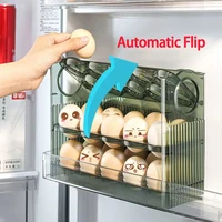 Auto Flip Egg Organizer, Portable Multi-Layer Egg Tray Organizer, Large Capacity Egg Refrigerator Storage 3