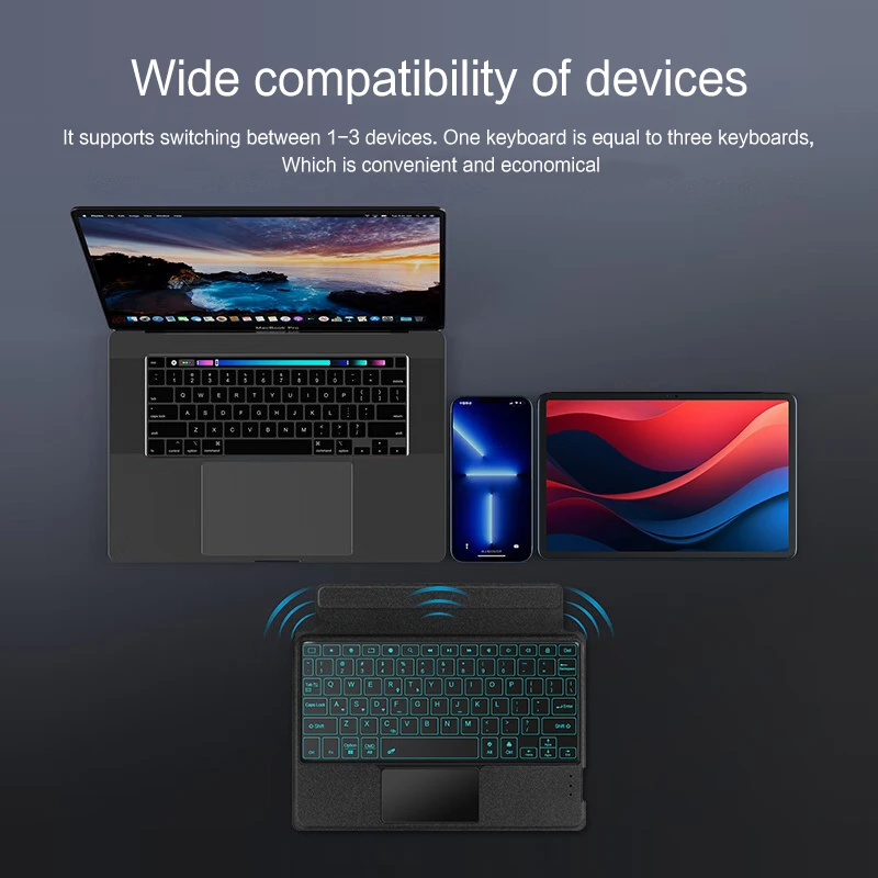 com Touchpad, Teclado Retroiluminado, Capa Lenovo Tab M11, TB330FU, TB331FC, 2024
