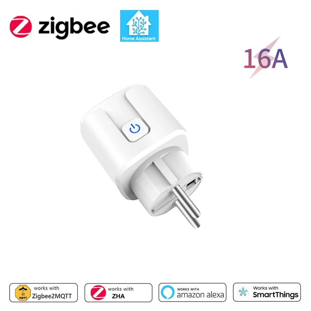 Assistente domestico Zigbee EU Smart Plug 20A/16A Smart Socket con funzione di temporizzazione monitoraggio dell'alimentazione Il controllo APP funziona con Alexa Z2M
