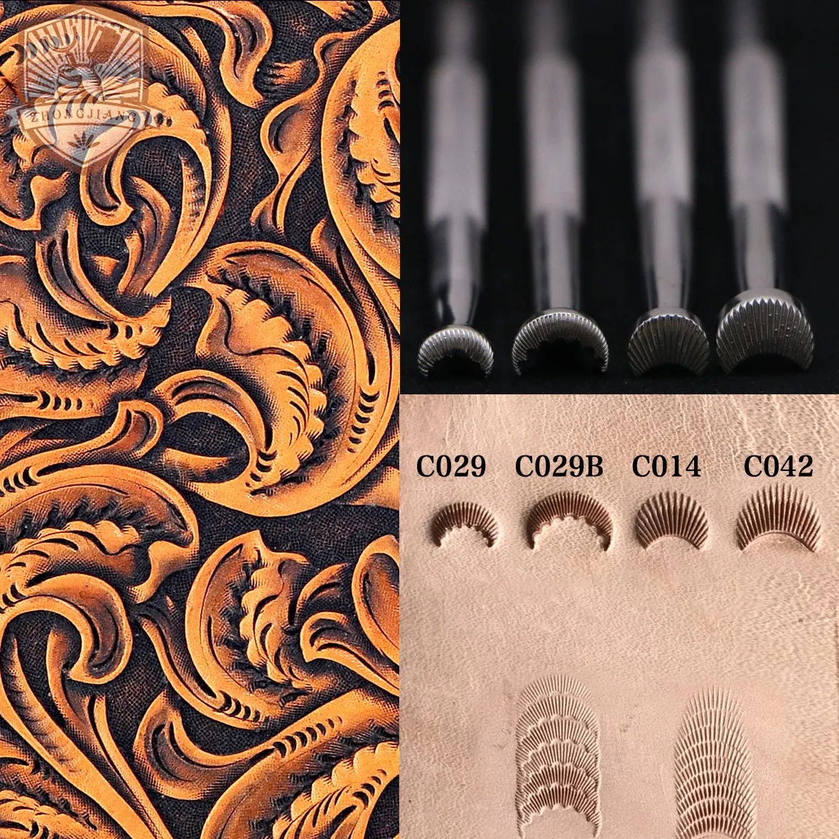 Leather Work Stamping Tool Serrated Radial Pattern C014 C029 C042 C043 Stamps Leather Carving Stamping Tool